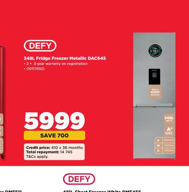 348L Fridge Freezer Metallic DAC645: As printed in the Hifi Corp catalogue