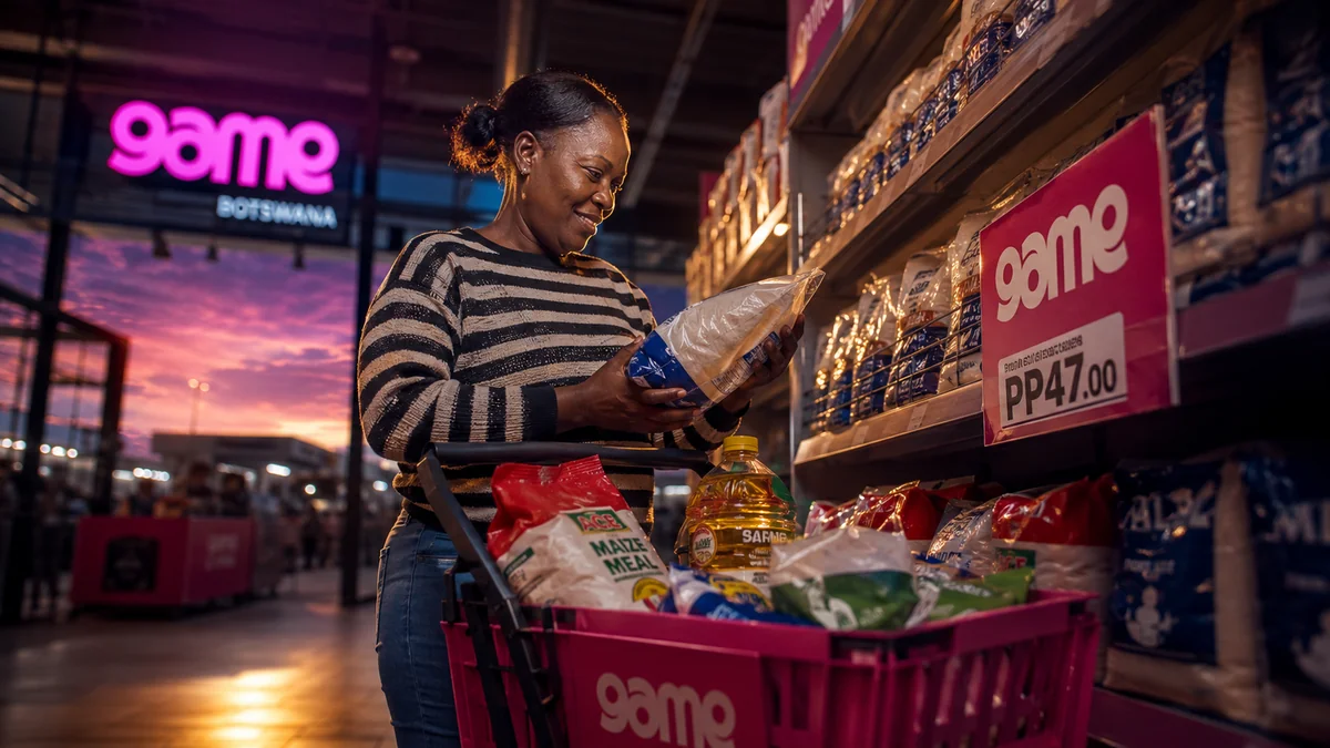 A shopper with the products from this article, cinematic dusk light